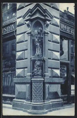 AK Wien, Stock im Eisen, verzierte Hausfassade