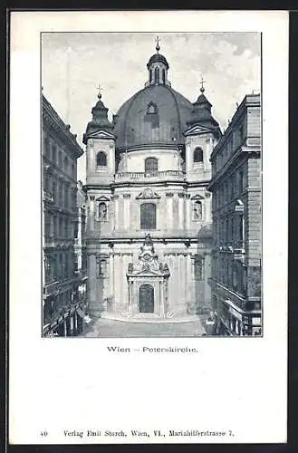 AK Wien, Peterskirche im Sonnenschein