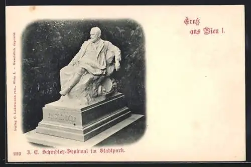 AK Wien, Stadtpark, J. E. Schindler-Denkmal