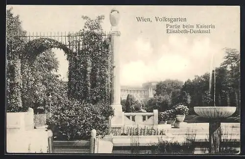 AK Wien, Volksgarten, Am Kaiserin-Elisabeth-Denkmal