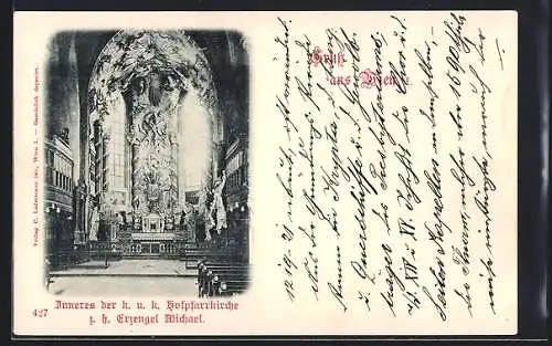 AK Wien, Innenansicht der k. u. k. Hofpfarrkirche z. h. Erzengel Michael
