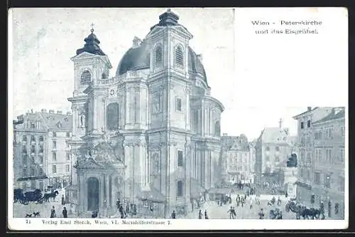 AK Alt-Wien, Aussenansicht der Peterskirche, Eisgrübel