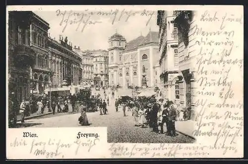 AK Wien, Freyung, Strassenpartie mit Passanten