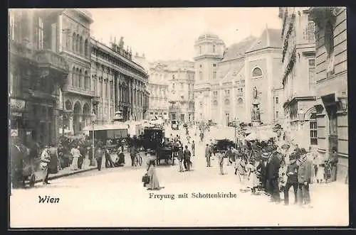 AK Wien, Freyung mit Schottenkirche, Pferdekutsche