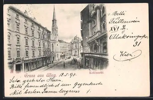 AK Wien, Strasse am Kohlmarkt mit Geschäften