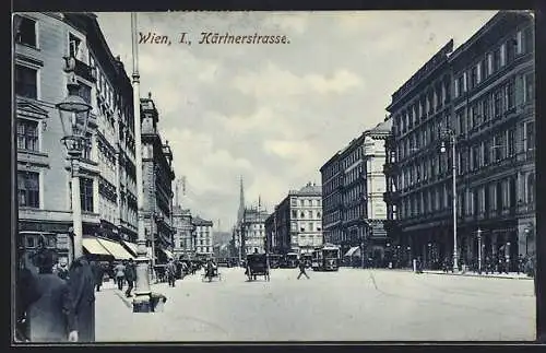 AK Wien, Kärntnerstrasse mit Strassenbahn