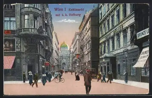 AK Wien I, der Kohlmarkt mit k.k. Hofburg