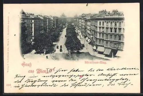 AK Wien, Kärnthner-Ring mit Strassenbahn