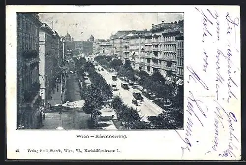 AK Wien, Kärntnerring mit Strassenbahn