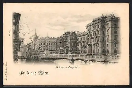 AK Wien, Partie am Schwarzenbergplatz, vorn die Brücke