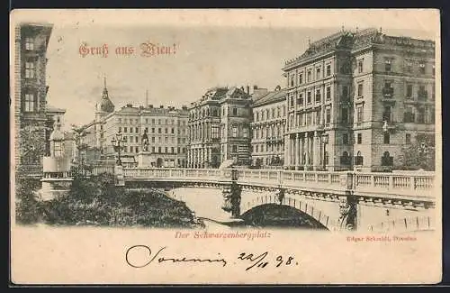 AK Wien, Schwarzenbergplatz mit Denkmal