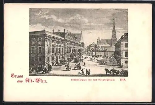 AK Alt-Wien, Lobkowitzplatz mit dem Bürger-Spital