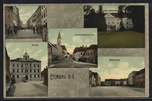 AK Eferding /O.-Ö., Starhemberger-Strasse, Schloss Starhemberg, Hauptplatz