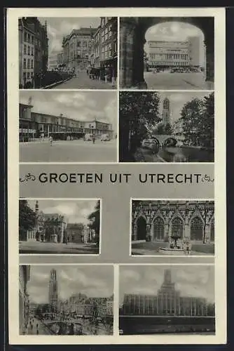 AK Utrecht, Strassenpartie, Kanäle, Brunnen