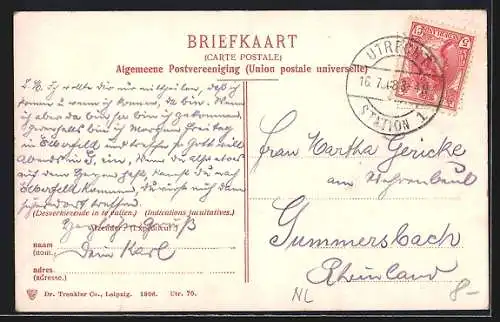 AK Utrecht, Oude Gracht, Viebrug, Lastkahn