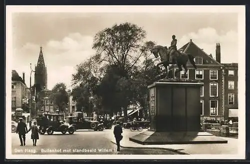 AK Den Haag, Buitenhof met standbeeld Willem II.