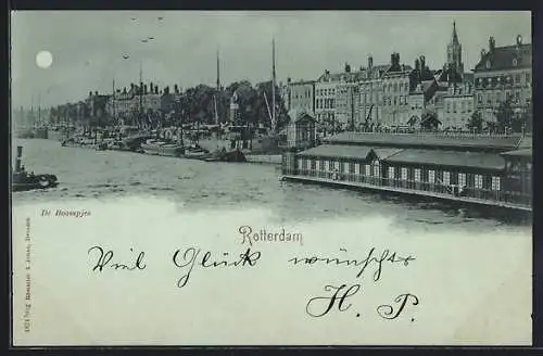 Mondschein-AK Rotterdam, De Boompjes