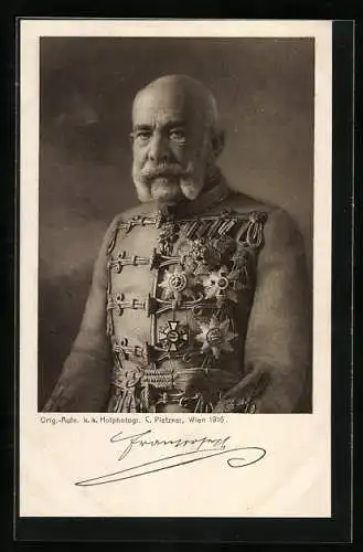 AK Rotes Kreuz Nr. 548: Kaiser Franz Josef I. von Österreich in Uniform mit Orden
