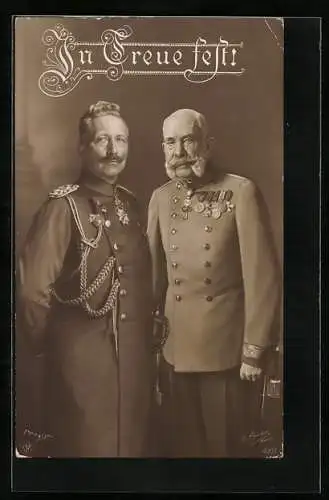 AK Kaiser Wilhelm II. von Preussen und Kaiser Franz Josef I. von Österreich, Zweibund