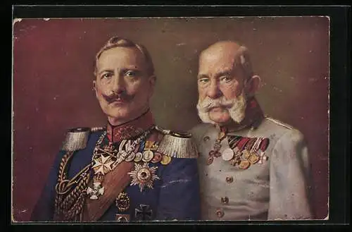 AK Kaiser Franz Josef I. von Österreich mit neben unserem Kaiser