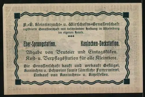 Notgeld Wieselburg 1920, 50 Heller, Kleintierzucht- und Wirtschafts-Genossenschaft mit Entenmotiv