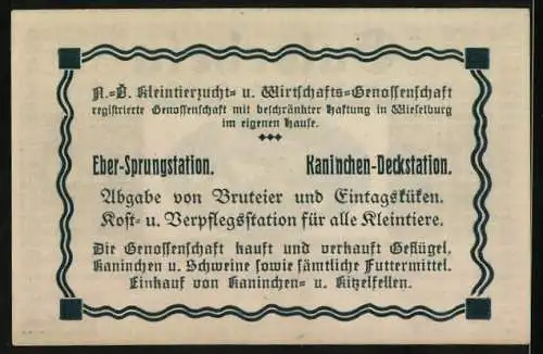 Notgeld Wieselburg 1920, 20 Heller, Gutschein der Kleintierzucht u. Wirtschafts-Genossenschaft m.b.H. G. Wieselburg