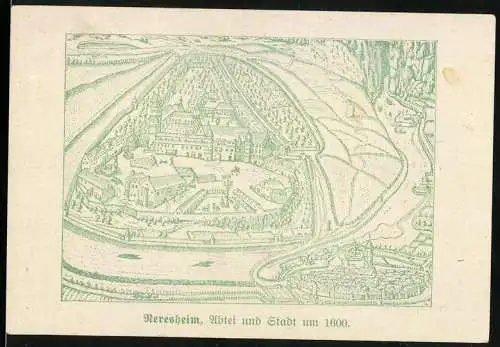 Notgeld Neresheim 1923, Zwanzig Millionen Mark, Abtei und Stadt um 1600