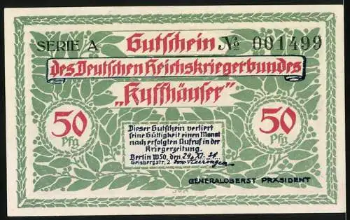 Notgeld Berlin 1921, 50 Pfennig, Deutscher Reichskriegerbund Kyffhäuser