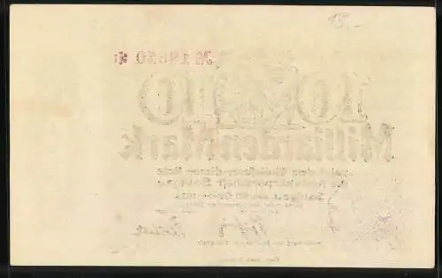 Notgeld Saulgau 1923, 10 Milliarden Mark, Amtskörperschaft Saulgau, 20. Oktober 1923, Seriennummer M 18650, Gebr. Edel