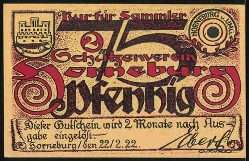 Notgeld Horneburg, 1922, 75 Pfennig, Schützenfestmotiv mit Kindern und Musikanten, Schützenverein-Horneburg-Gutschein