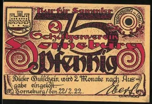 Notgeld Horneburg, 1922, 75 Pfennig, Schützenverein Horneburg, Kinder und Schützenfest-Szene