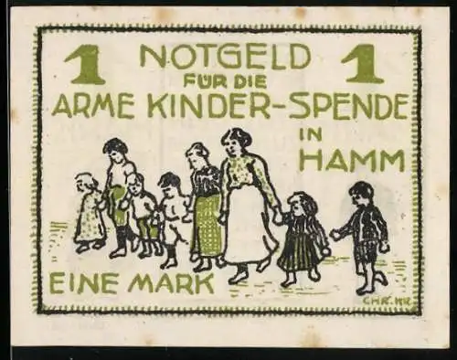 Notgeld Hamm, 1921, eine Mark, Arme Kinder-Spende, Wohltätigkeitsfest, Bürgerschützenverein