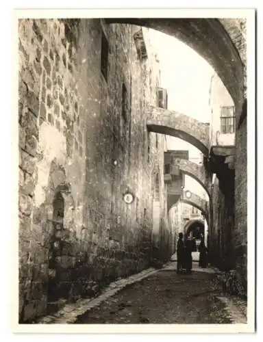 4 Fotografien, Sions-Verlag, Jerusalem, Ansicht Jerusalem, Dolorosa Street, Himmelfahrtmoschee, Kirche Heiliges Grab