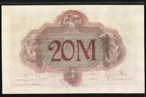 Notgeld Altona, 1918, 20 Mark, Aushilfschein, Stadtwappen und Signaturen, Rückseite 20M