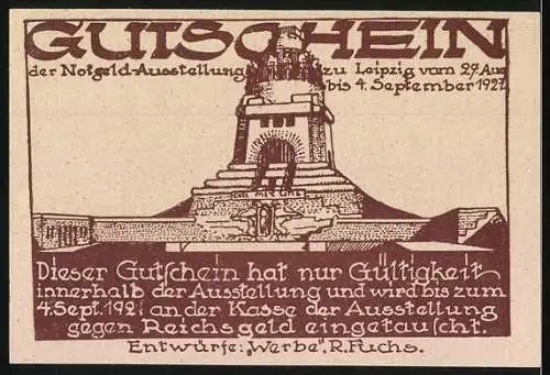 Notgeld Leipzig 1921, 50 Pfennig, Reiter und Soldaten Silhouette der Napoleonischen Kriege 1813, Völkerschlachtdenkmal