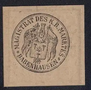 Notgeld Babenhausen 1918, 50 Pfennig, Kriegs-Notgeld des Marktes mit Seriennummer 18152, Magistrat des K.B. Marktes Sieg