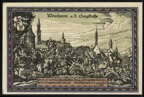 Notgeld Weinheim a.d. Bergstrasse, 2 Mark, Gedenkschein des Turnvereins für im Weltkrieg 1914-1918 gefallene Mitglieder