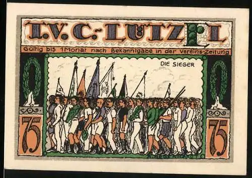 Notgeld Lützel, 75 Pfennig, Turnverein T.V.C. Lützel, Die Sieger, Winter-Sportplatz