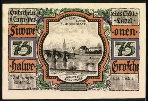 Notgeld Lützel, 75 Pfennig, Turnverein T.V.C. Lützel, Die Sieger, Winter-Sportplatz