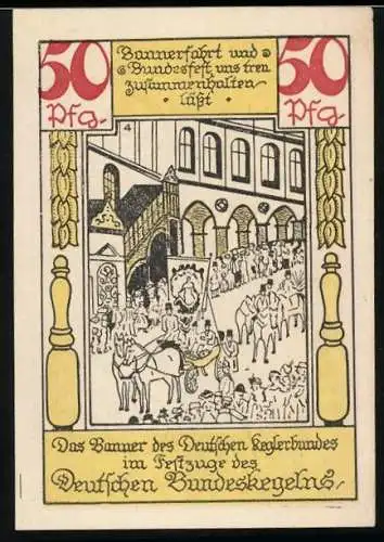 Notgeld Lübeck 1921, 50 Pfennig, Bannerfahrt und Bundesfest des Deutschen Keglerbundes