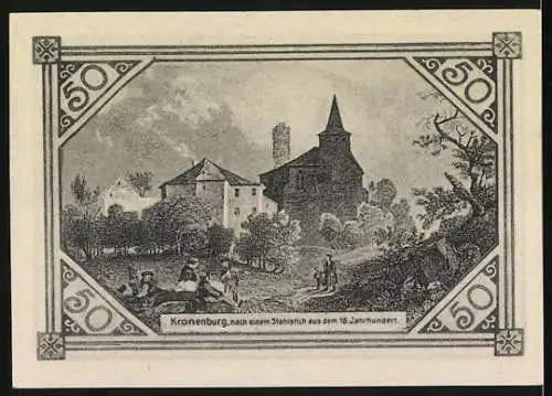 Notgeld Gerolstein, 1921, 50 Pfg, Eifeler Verkehrsverein, Schloss Schönecken und Kronenburg