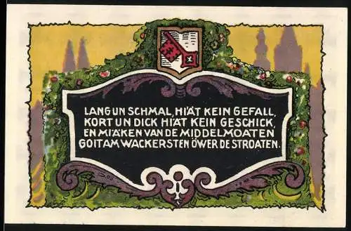 Notgeld Soest 1922, 50 Pfennig, Hansa-Kaffee-Gutschein mit Gebäudemotiv und Putten