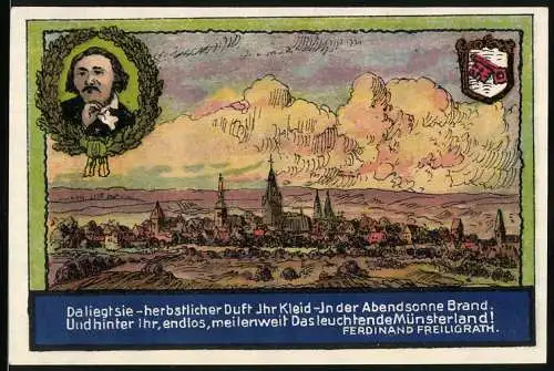 Notgeld Soest, 1921, 1 Mark, Hansa-Kaffee-Gutschein mit Stadtbild und Vers von Ferdinand Freiligrath