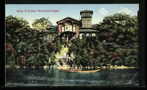 AK Wiener Prater, Blick auf das Restaurant Konstantinhügel