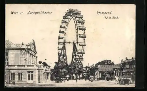 AK Wien, Wiener Prater, Lustspieltheater und Riesenrad