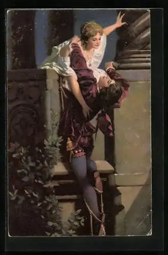 Künstler-AK Balkonszene Romeo und Julia, Shakespeare