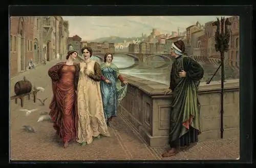 Künstler-AK Stengel & Co. Nr.: 29080, H. Holiday, Dante und Beatrice