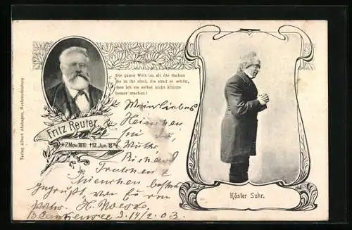 AK Fritz Reuter, 1810-1874, Köster Suhr