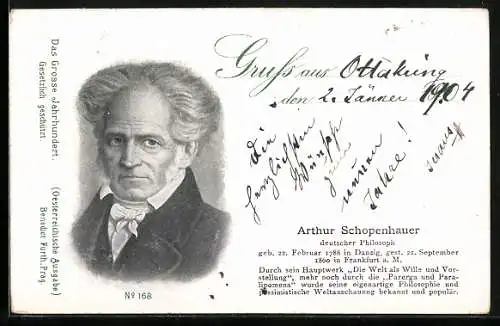 AK Arthur Schopenhauer, Deutscher Philosoph, 1788-1860