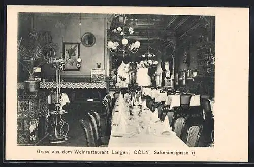 AK Köln, Partie im Weinrestaurant Langen, Salomonsgasse 13